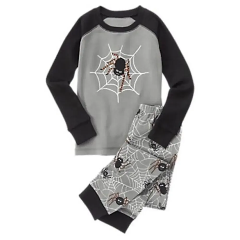 Gymboree Unisex Pajamas Sz 4 Spiderweb Halloween Shop Gymmies‎ PJs Gray Black